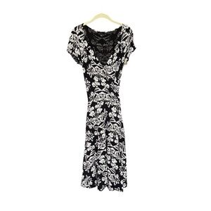 H&M Pale black and white Dress  Flower Pattern Women’s Size 8
